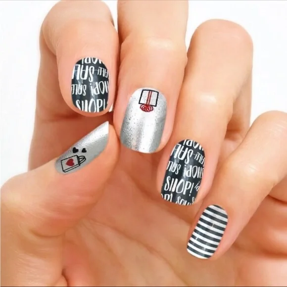 *Retired, HTF* Color Street: Shop Dead Gorgeous | Black Red Silver Stripes Gift - Picture 6 of 8